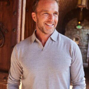 Bellagio Buttonless Long Sleeve Merino Polo Grey sz XXL
